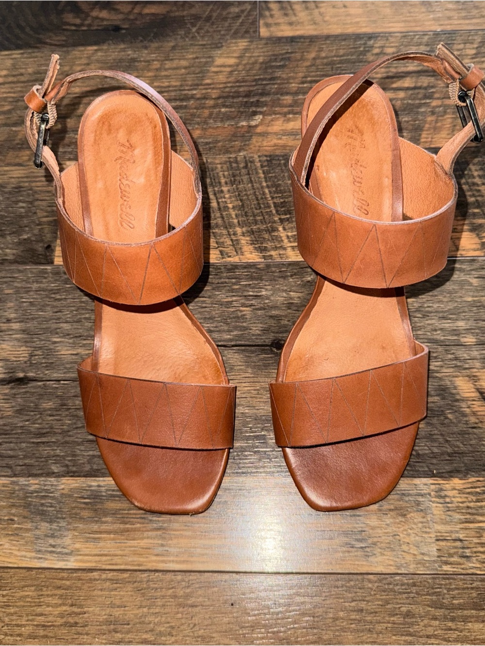 Madewell Tan Leather Two-Band Slingback Sandals
